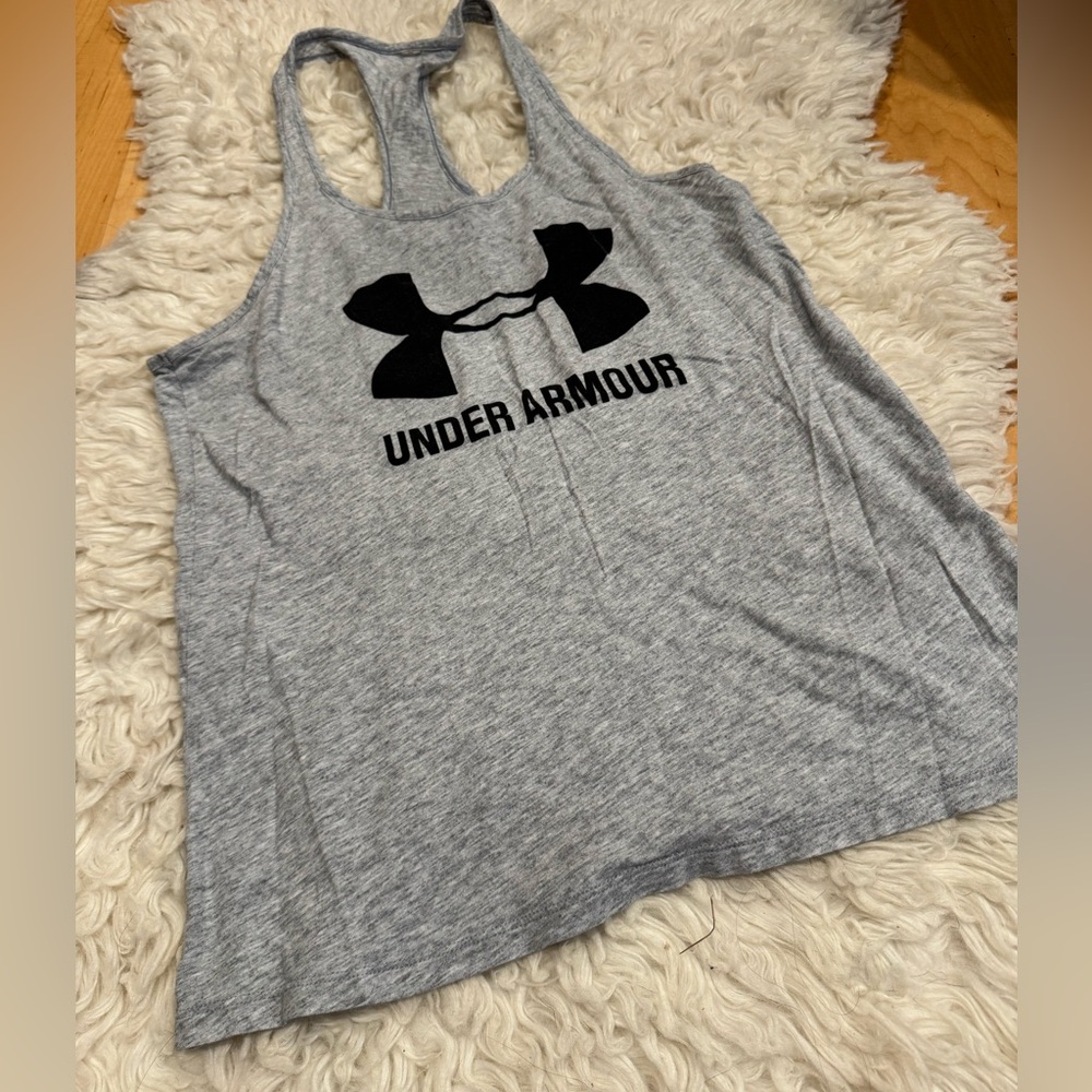 UNDER ARMOUR grey logo tank top size small